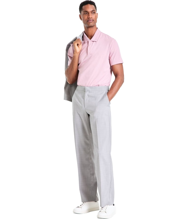 Alfani Mens Lightweight Straight Leg Dress Pant Slacks in Gray