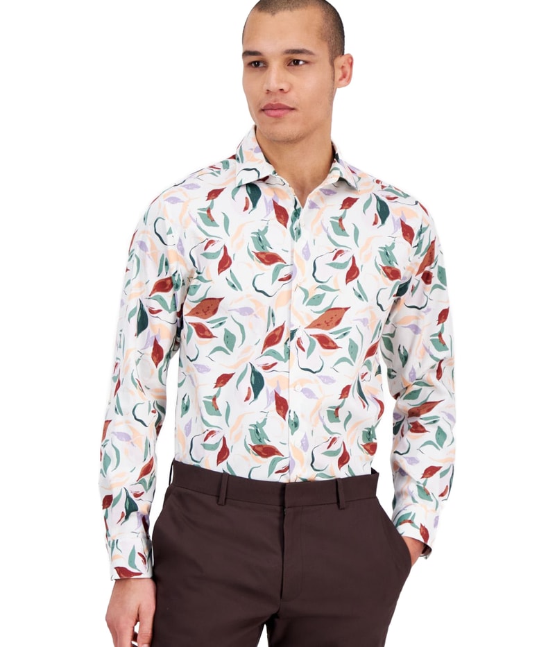 bar III Mens Isola Bella Floral Print Button Up Shirt