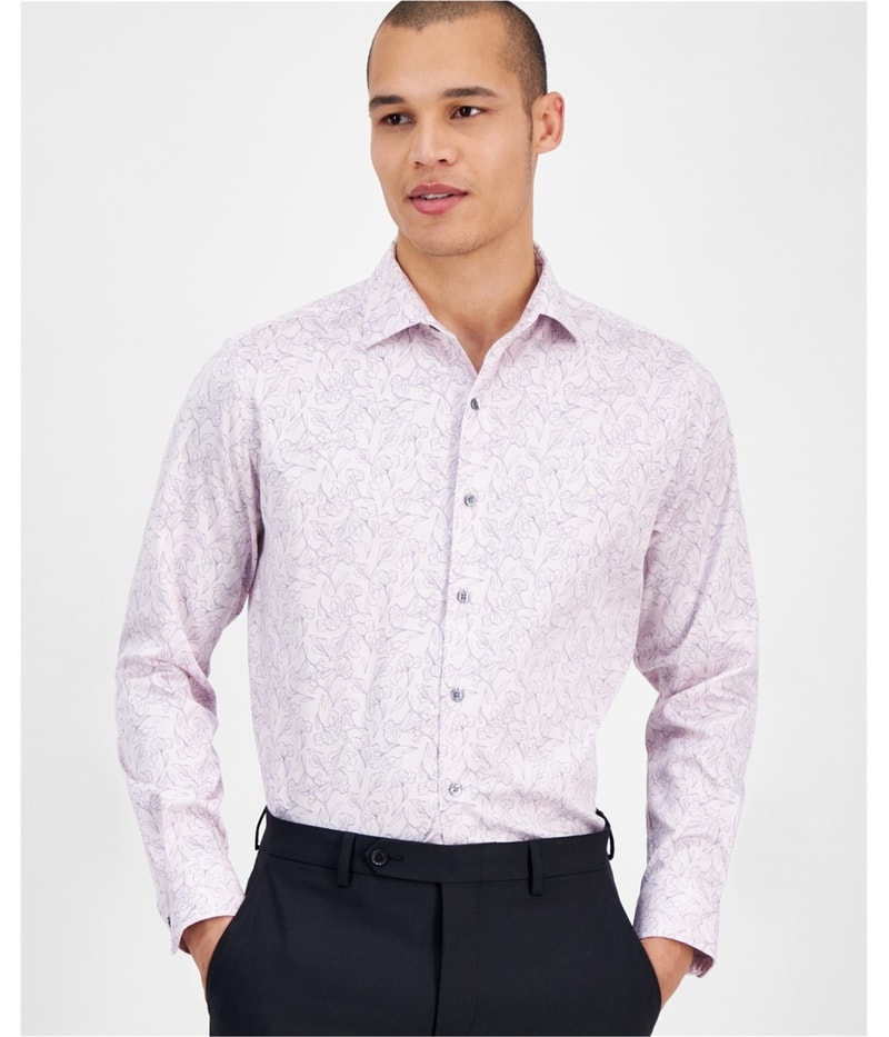 bar III Mens Stretch, Floral Print Button Up Shirt