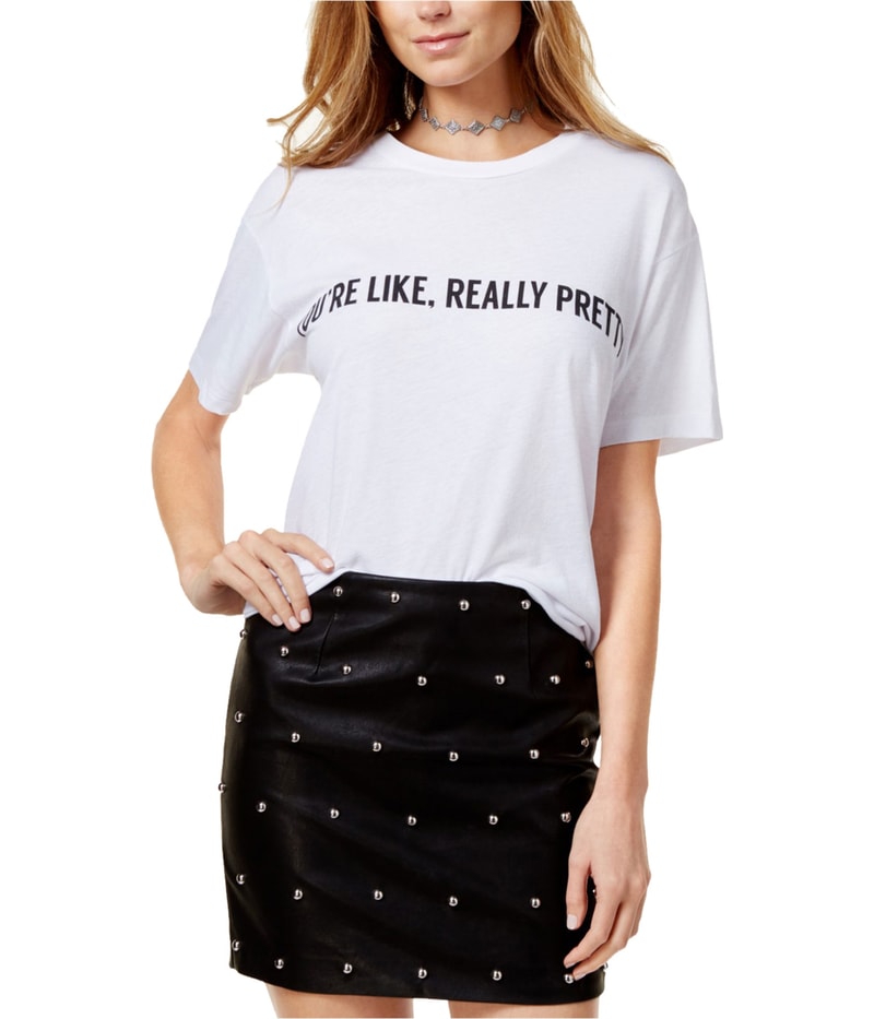 The Style Club Womens You’re Like, Really Pretty Graphic T-Shirt in White