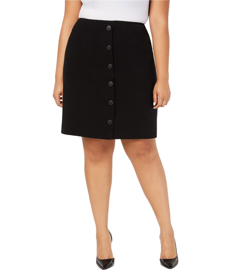 Nine West Womens Button Front Pencil Skirt in Black