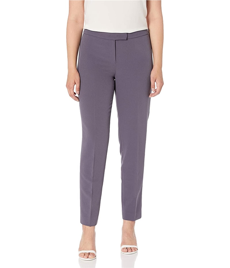 Anne Klein Womens Solid Tapered Cropped Capri Casual Pants