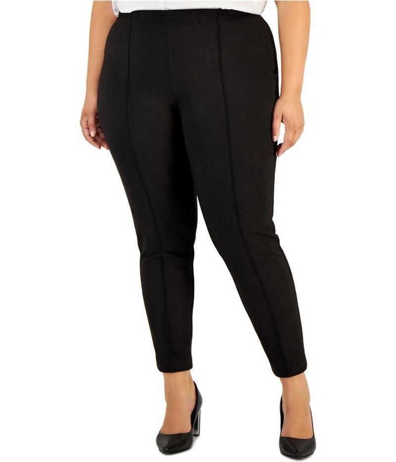 Anne Klein Womens Elastic Casual Trouser Pants in Black