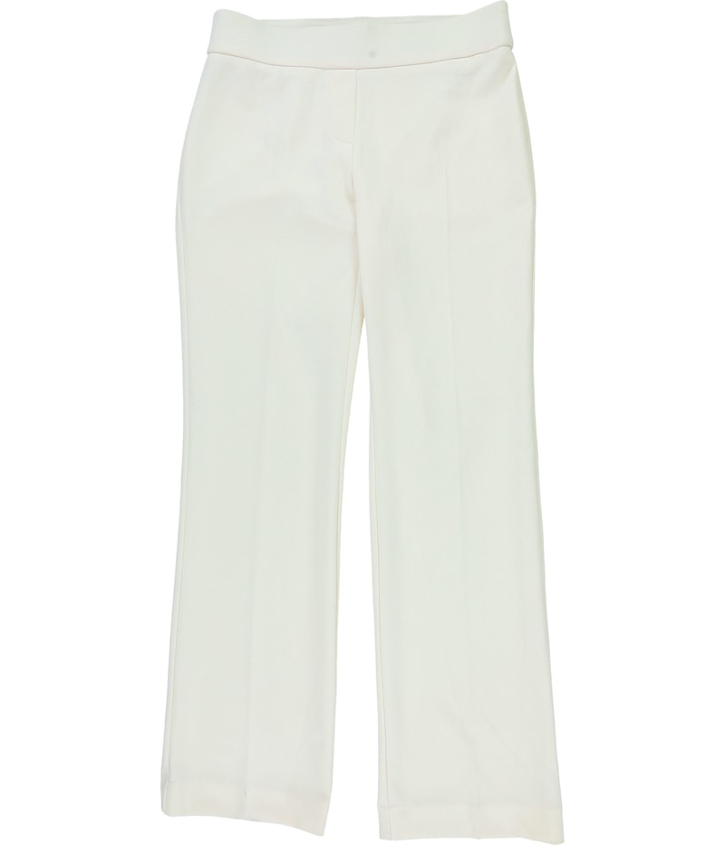 Anne Klein Womens Textured Straight Leg Casual Pants in Ivory