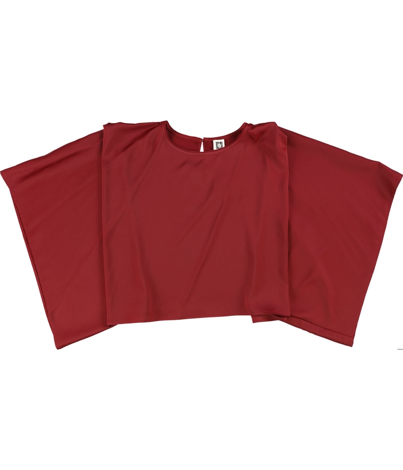 Anne Klein Womens Chic Cape Peasant Blouse in Red