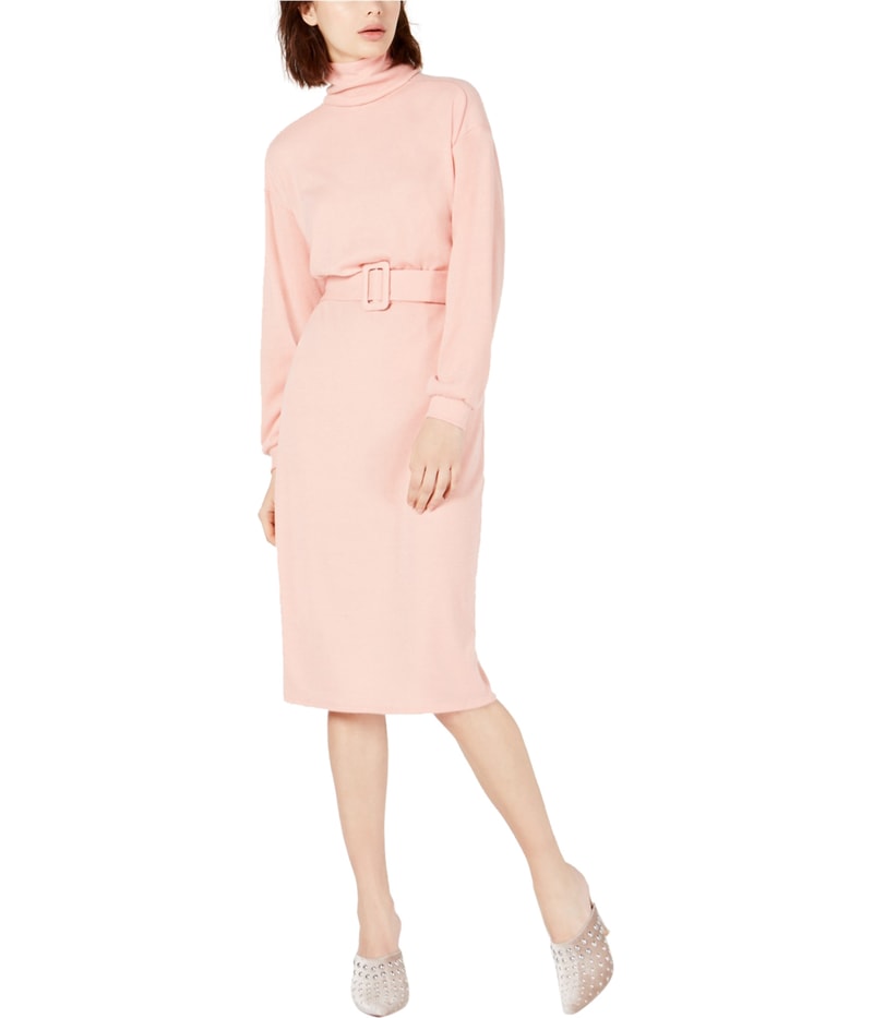 Leyden Womens Belted Sweater Dress in Pink