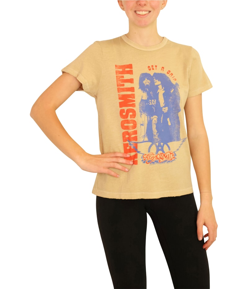 Junk Food Womens Aerosmith Get A Grip Tour ’93 Graphic T-Shirt in Beige