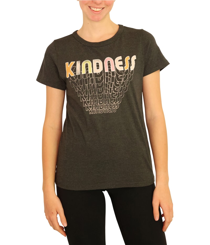 Junk Food Womens Kindness Graphic T-Shirt in Dark Gray