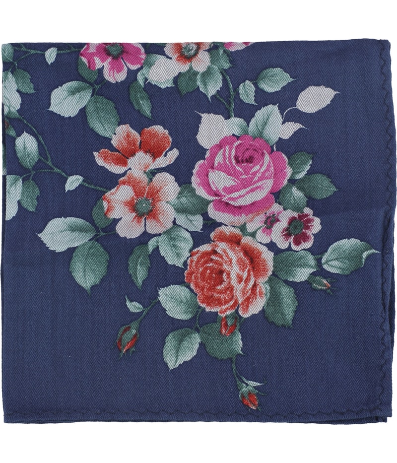 bar III Mens Para Floral Pocket Square in Navy