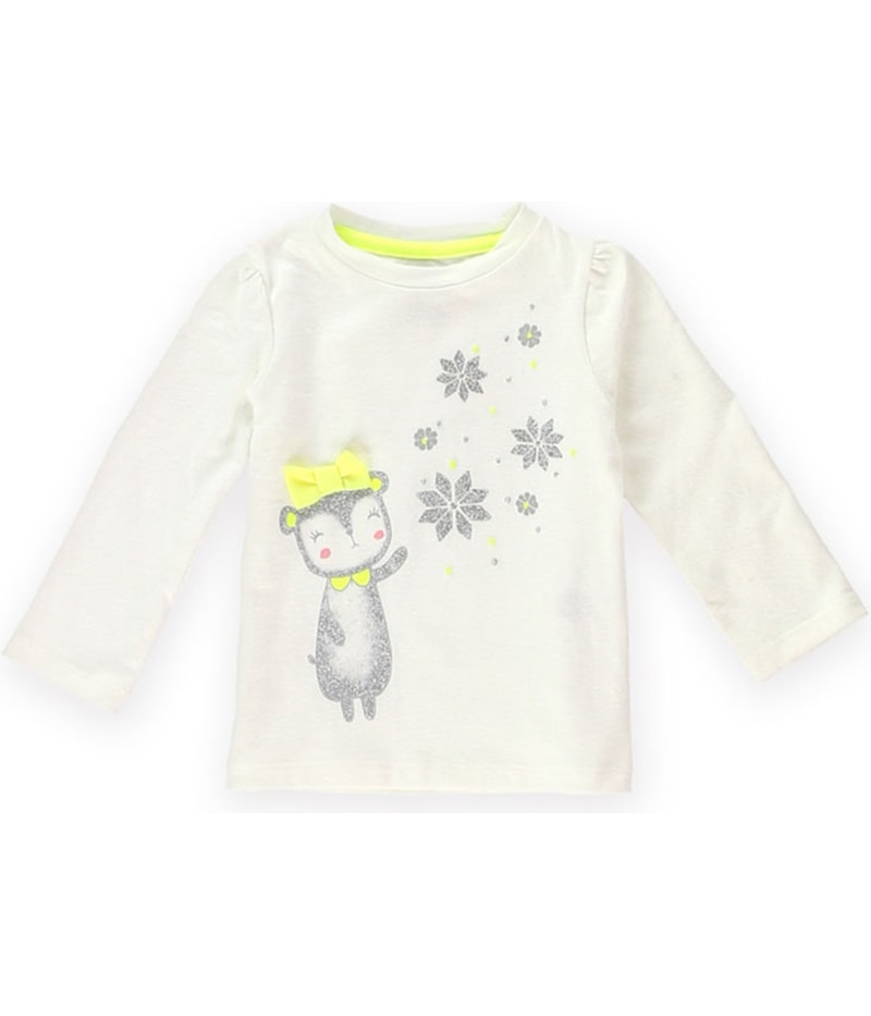 Gymboree Girls Snow Cub Embellished T-Shirt in White