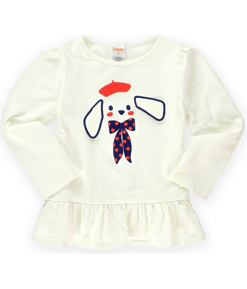 Gymboree Girls Puppy Tunic Embellished T-Shirt in Ivory
