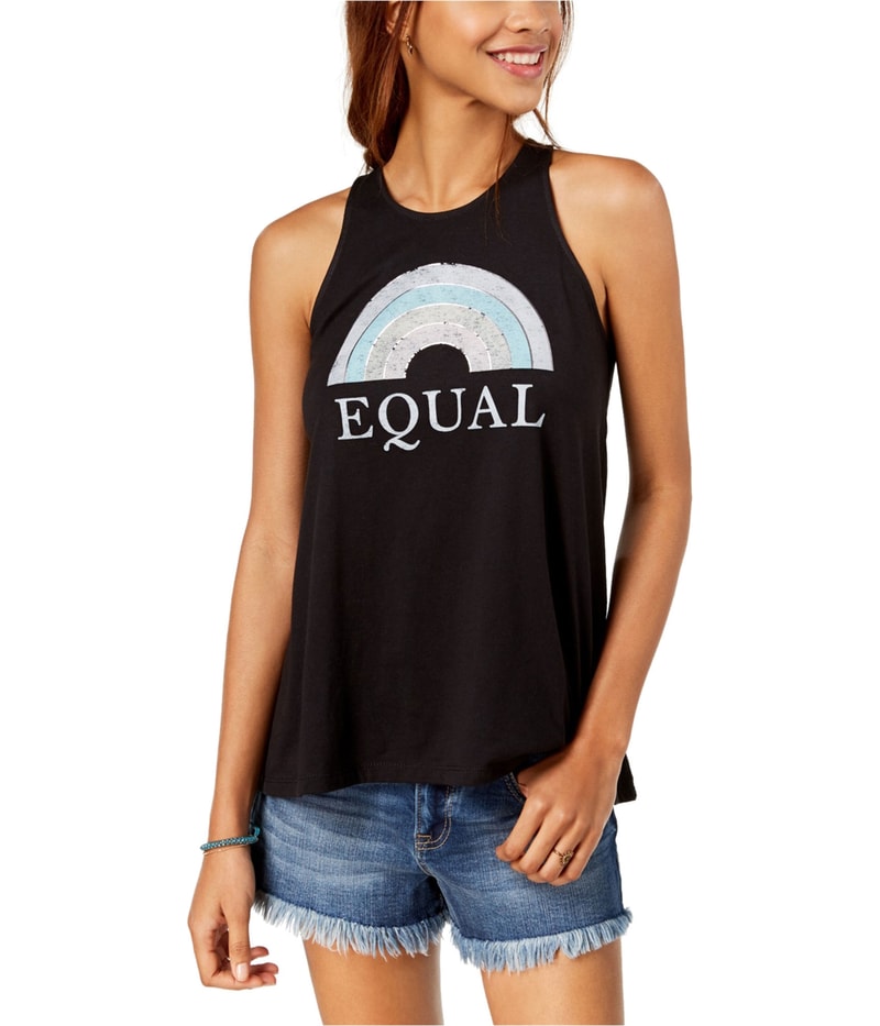 True Vintage Womens Rainbow Racerback Tank Top in Black