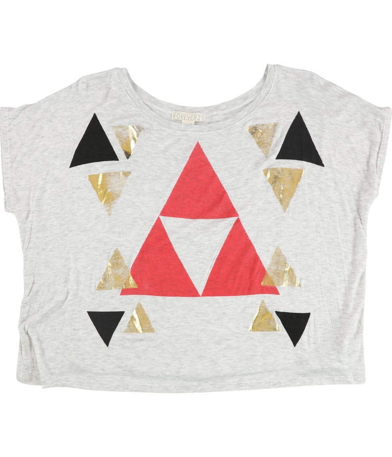 Forever 21 Womens Triangle Print Graphic T-Shirt in Heather Gray
