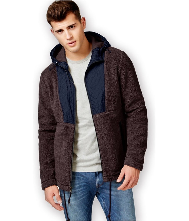 American Rag Mens Fuzzy Feeling Fleece Jacket in Red