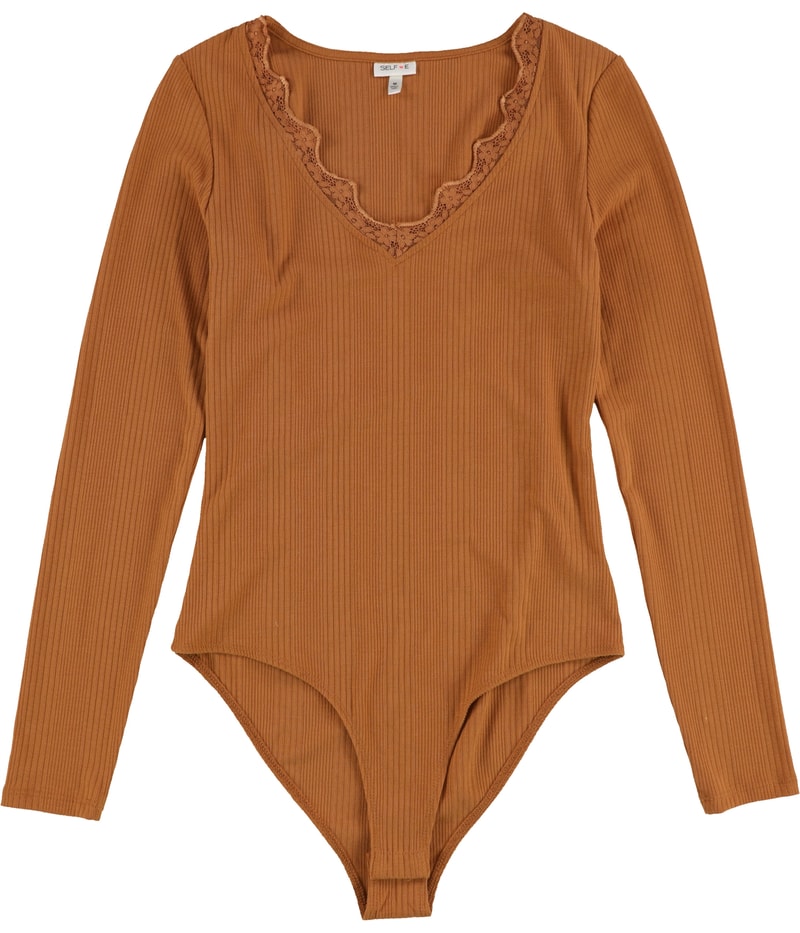 Self Esteem Womens Lace-Trim Bodysuit Bodysuit