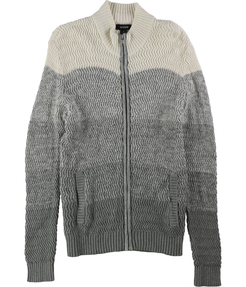 Alfani Mens Textured Ombre Cardigan Sweater in Gray