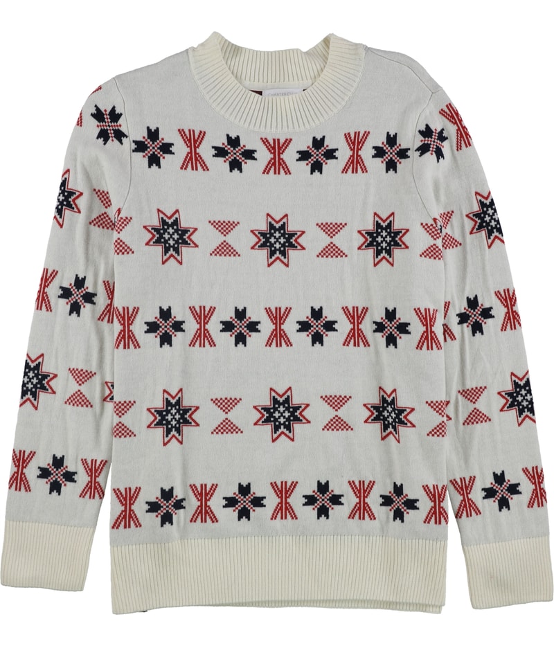 Charter Club Womens Side Stripe Pullover Sweater in Ivory