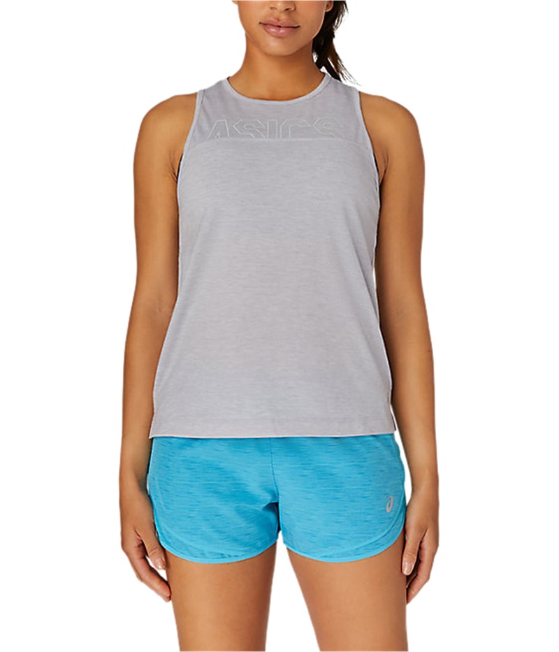 ASICS Womens Graphic Print Muscle Tank Top in Gray