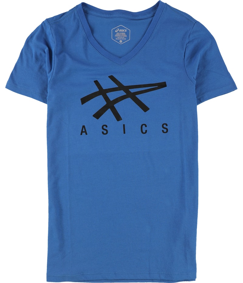 ASICS Womens Stripe Logo Graphic T-Shirt in Blue