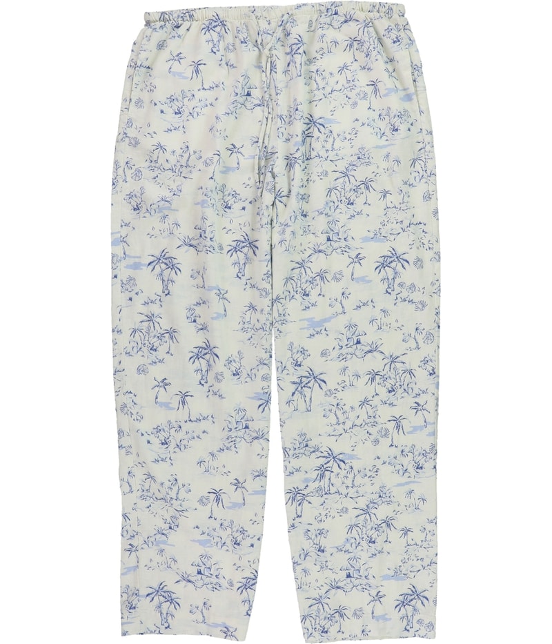 Cotton On Womens Haven Linen Tropical Wide Leg Casual Pants in Blue and White