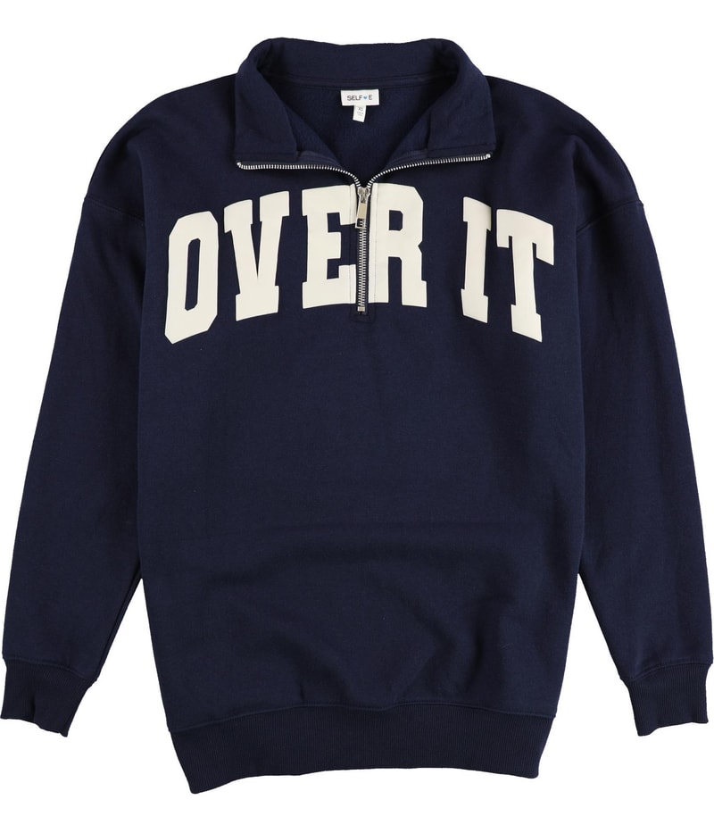 Self E Womens Over It Quarter Zip Sweatshirt in Navy