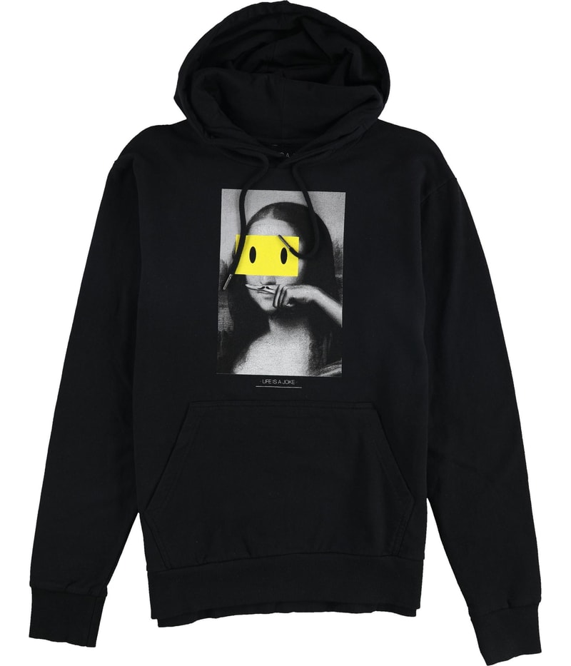 Elevenparis Mens Fleece Hoodie Sweatshirt in Black