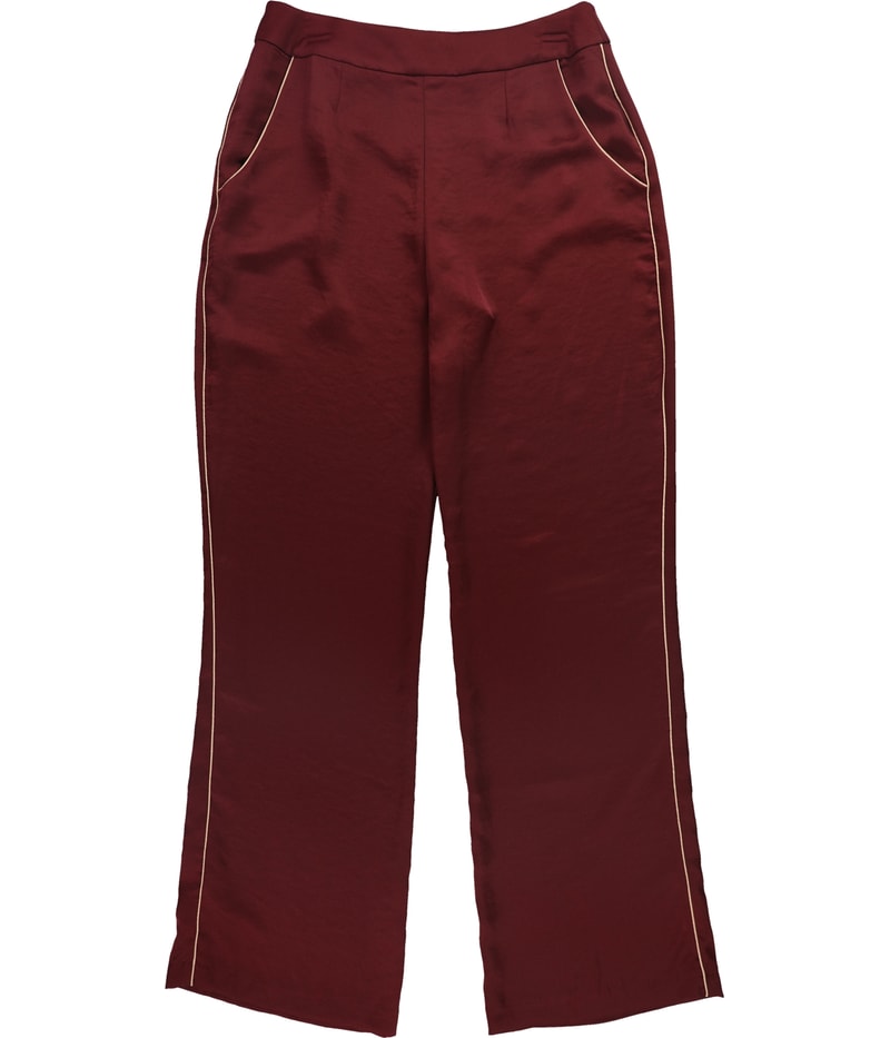 Leyden Womens Piped Wide Leg Casual Pants in Red