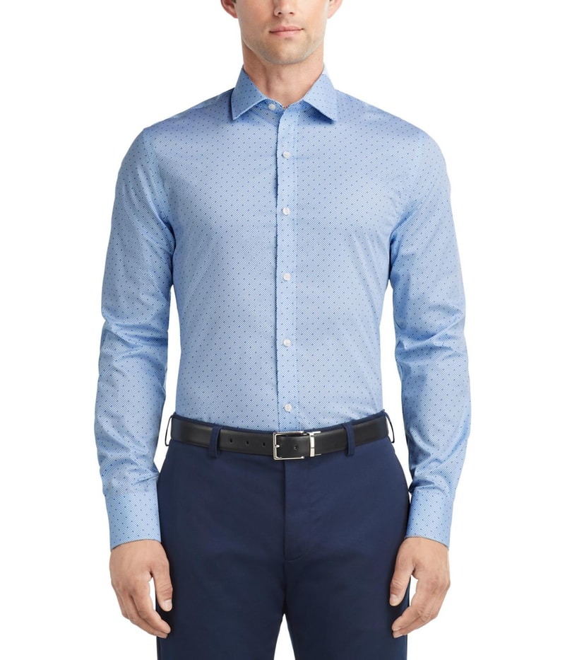 Tommy Hilfiger Mens Regular Fit Button Down Dress Shirt in Navy