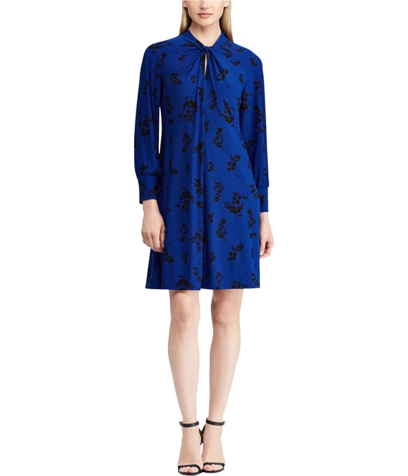 American Living Womens Floral A-line Dress in Navy