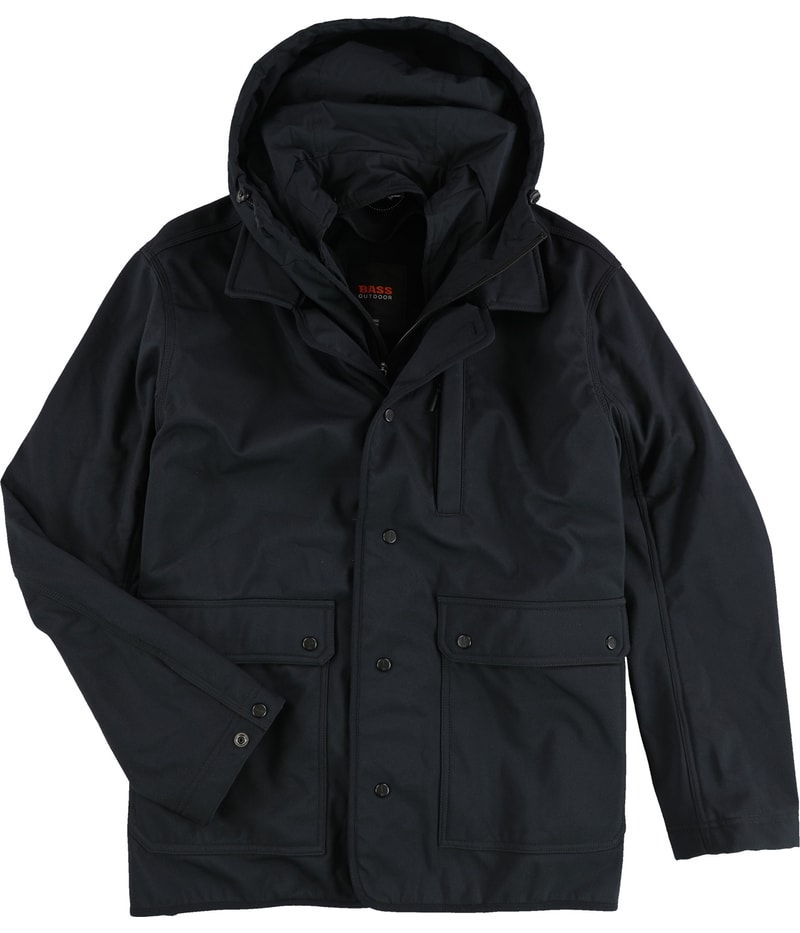 BASS OUTDOOR Mens Detachable Hood Barn Coat Outerwear in Black