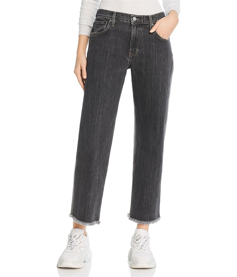 Elizabeth and James Womens Holden Regular Straight Leg Jeans in Black and Gray