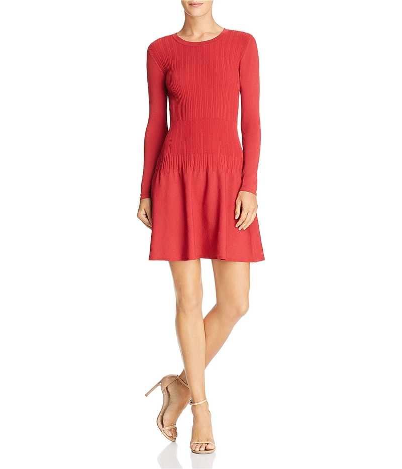 Elizabeth and James Womens Tao Ribbed Mini Dress in Dark Red