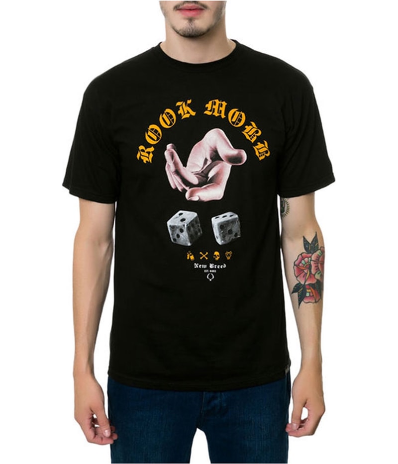 ROOK Mens The Throwin Bones Graphic T-Shirt in Black