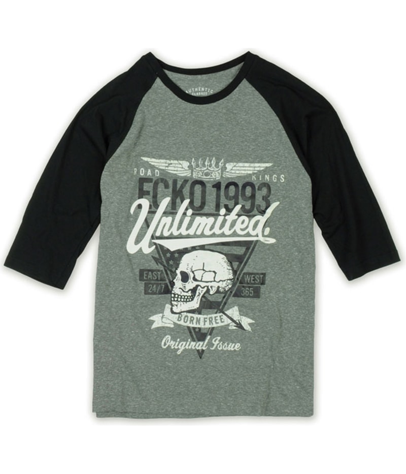 Ecko Unltd. Mens Original Issue Raglan Knit Graphic T-Shirt in Gray