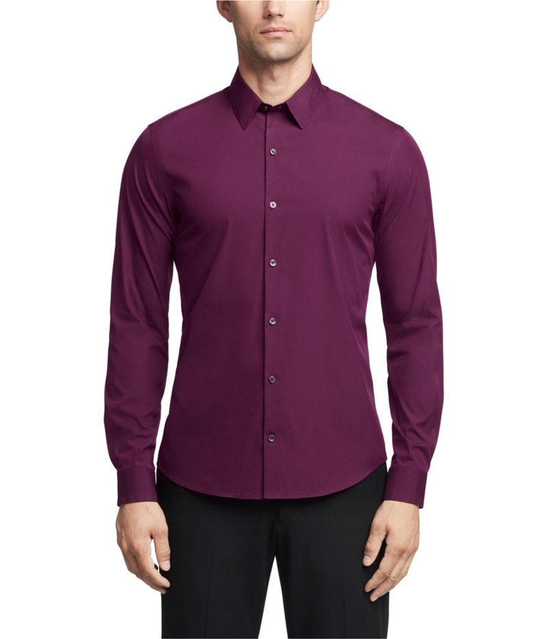 Calvin Klein Mens Solid Button Down Dress Shirt