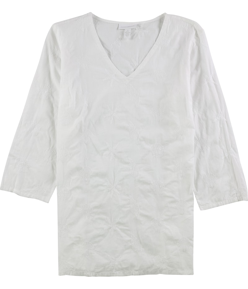 Charter Club Womens Seashells Shell Blouse in White
