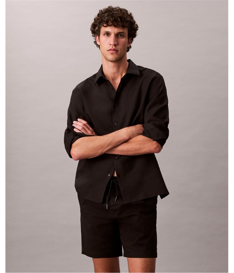Calvin Klein Mens Cotton Stretch Pull-On Casual Chino Shorts in Black