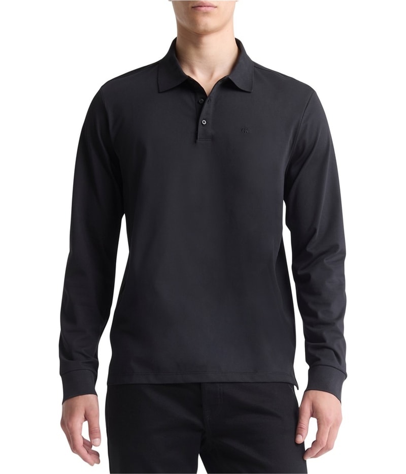Calvin Klein Mens Smooth Cotton Long-Sleeve Polo Shirt