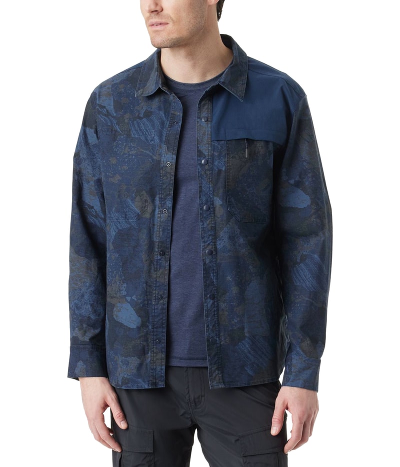 BASS OUTDOOR Mens Ripstop Utility Shirt Jacket in Navy