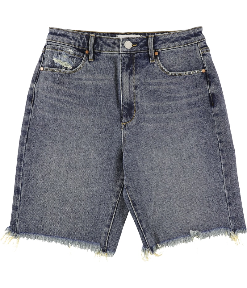 Articles of Society Womens Raw Hem Biker Casual Denim Shorts in Blue