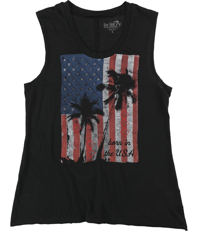 True Vintage Womens Flag Tank Top in Black