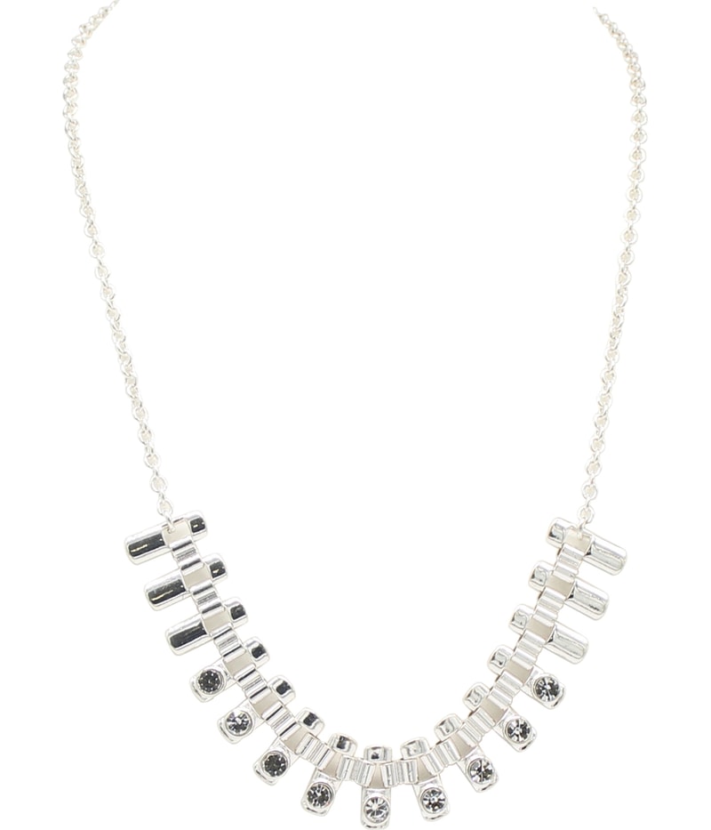 Banana Republic Womens Rhinestones Chain Necklace in Silver