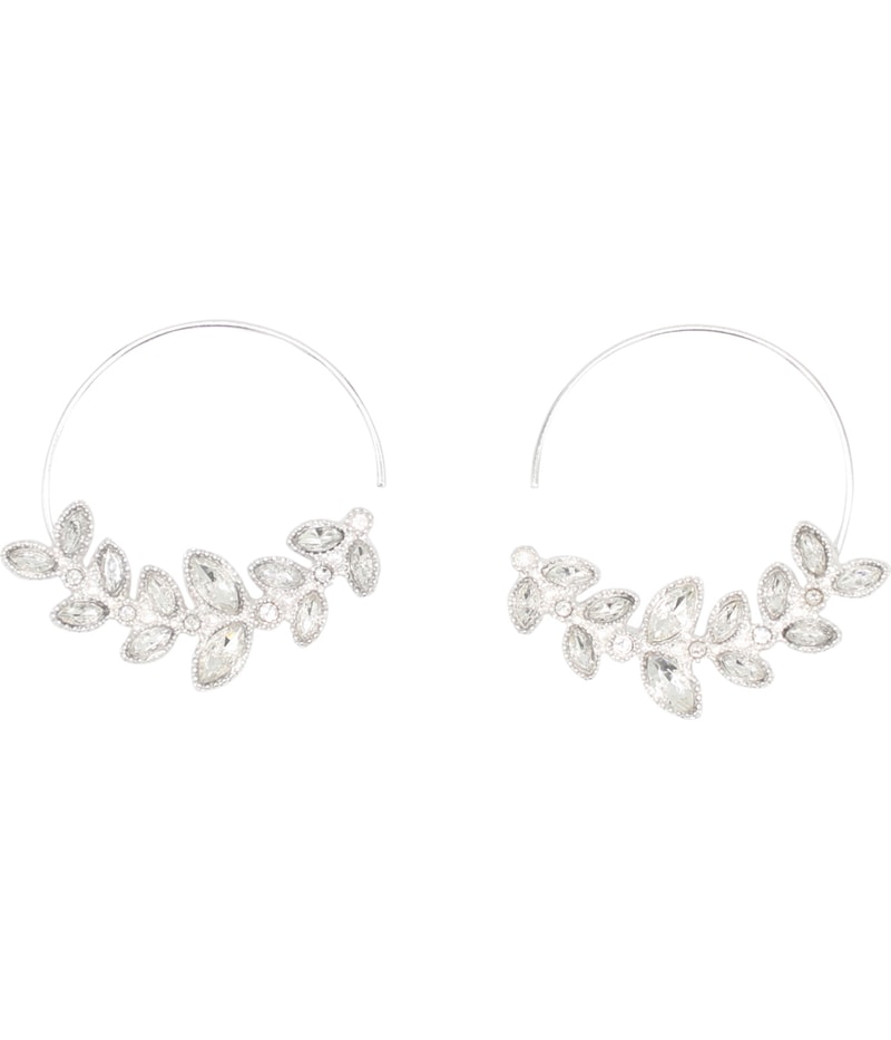 Banana Republic Womens Leaves Hoop Earrings in Silver