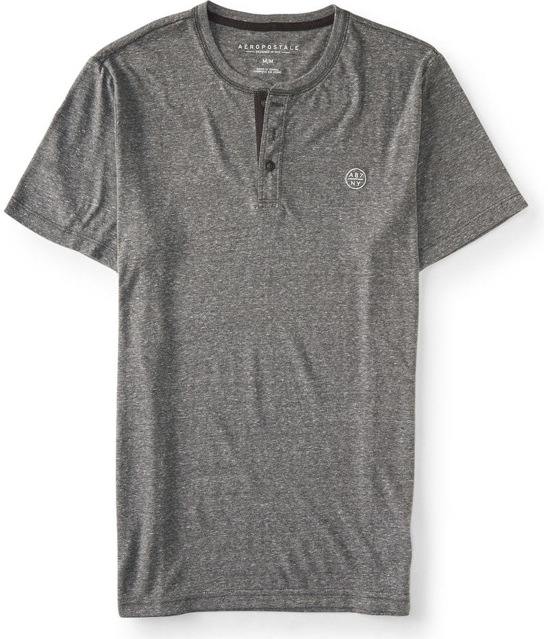 Aeropostale Womens A87 NY Henley Shirt in Gray