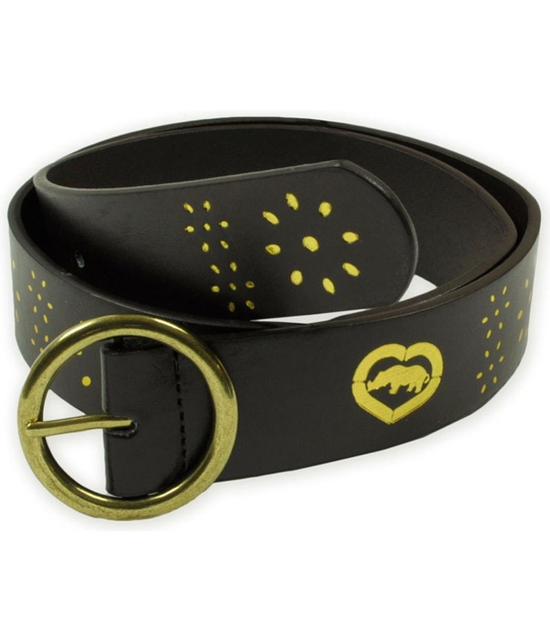 Ecko Unltd. Womens Wide Graphic Rhino Heart Belt in Brown