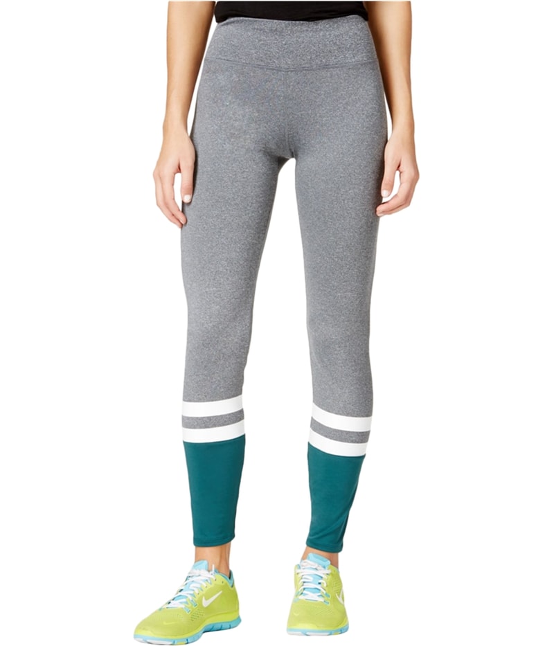 energie Womens Claire Stripe Tapered Compression Yoga Athletic Pants in Gray
