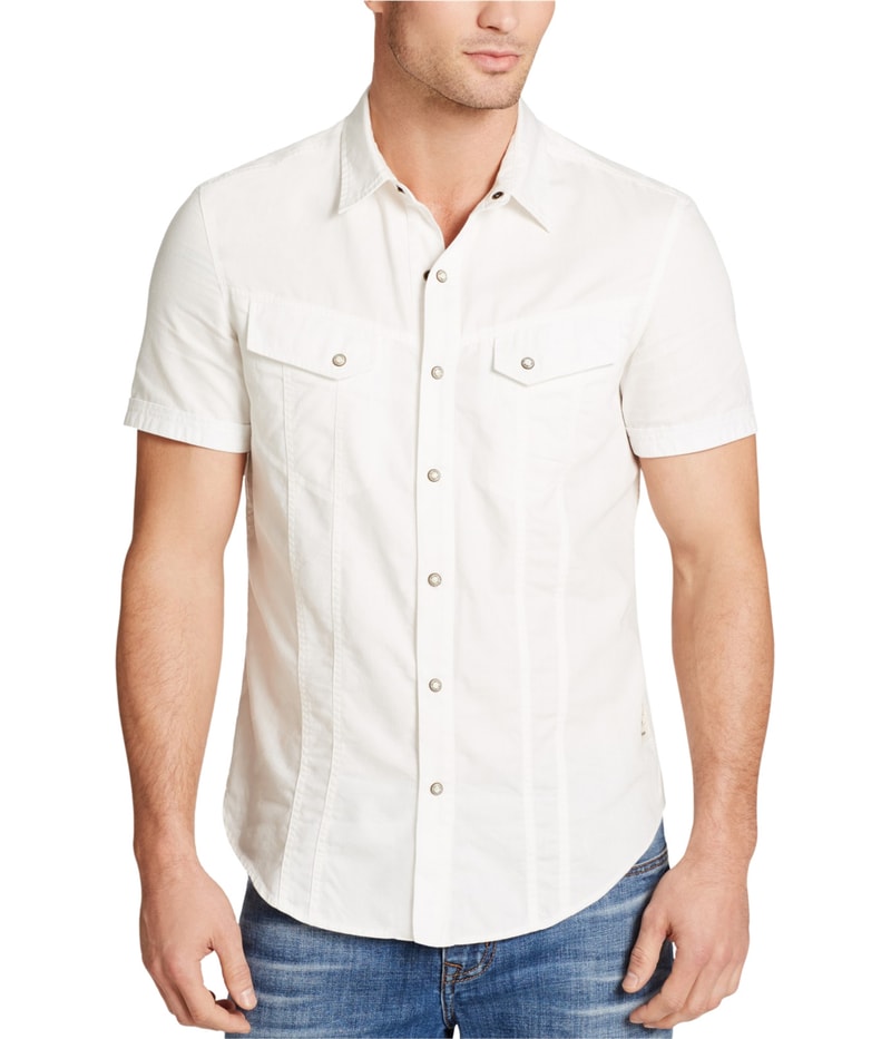 William Rast Mens Let’s Take A Ride Button Up Shirt in White