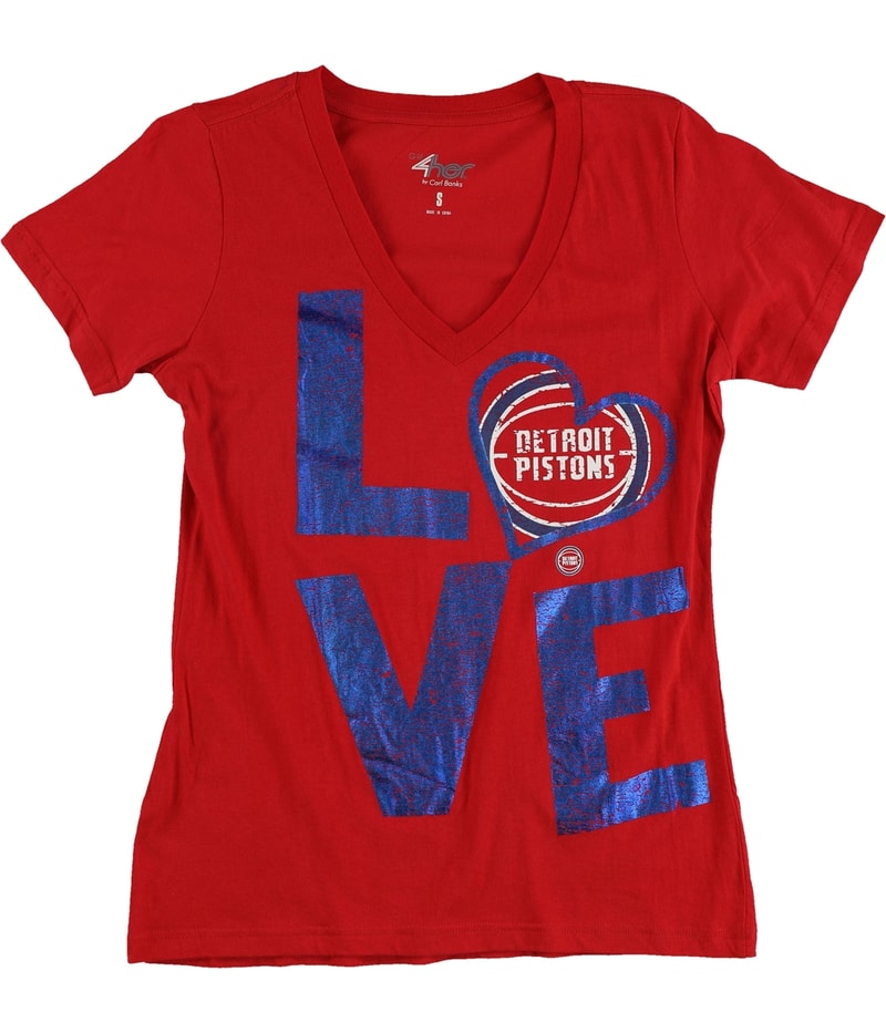 G-III Sports Womens Love Detroit Pistons Graphic T-Shirt in Red