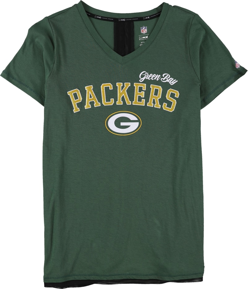 MSX Womens Packers Glitter Logo Graphic T-Shirt in Green