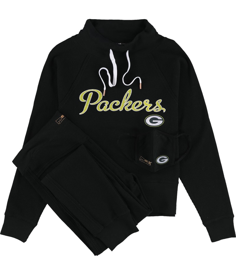 G-III Sports Womens Green Bay Packers Straight Leg Jogger Athletic Pants in Black